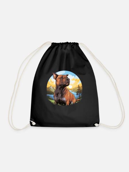 Hund American Pitbull - Turnbeutel - Schwarz