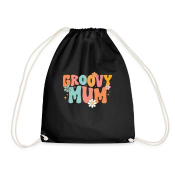 Groovy Mutter Passende Familie Am 1. Geburtstag - Turnbeutel - Schwarz - Vorne