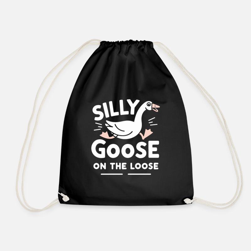 Silly Goose at the Loose Meme - Drawstring Bag - black
