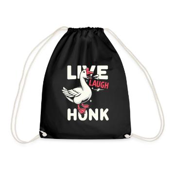 Live, Laugh, Horn – Joyful Goose Meme - Drawstring Bag - black - Front