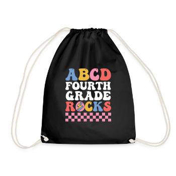 ABCD Fourth Grade Rocks Fourth Grade Students - Drawstring Bag - black - Front