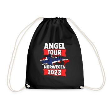 Angel Tour Norwegen 2023 Angelteam Flagge Fische A - Turnbeutel - Schwarz - Vorne