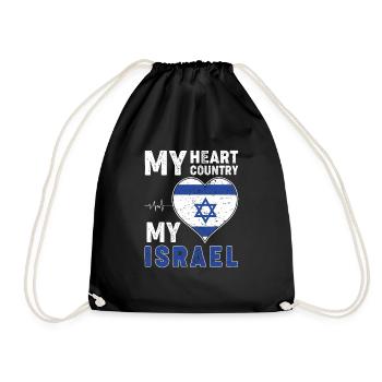 Herz Israel - Turnbeutel - Schwarz - Vorne