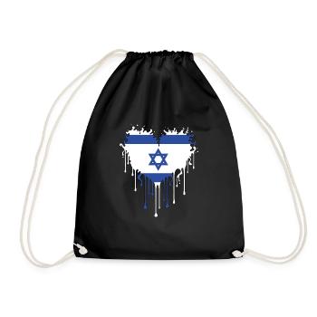 Israel Heart Star of David - Drawstring Bag - black - Front
