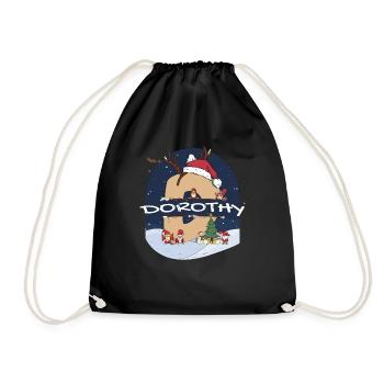 Awesome Dorothy Name w Santa Hat in Xmas Theme - Drawstring Bag - black - Front