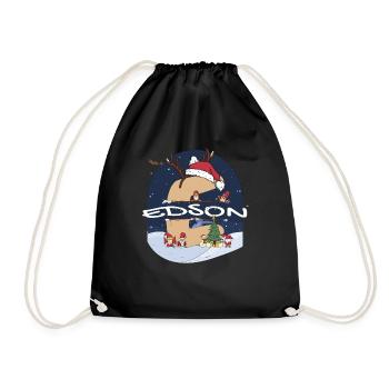 Awesome Edson Name w Santa Hat dans le thème de Noël - Sac de sport léger - noir - Devant