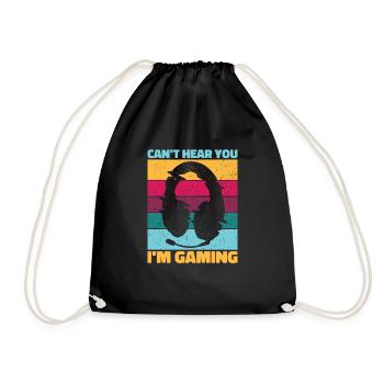 Can't Hear You In Gaming - Cool Gaming Design - Drawstring Bag - black - Front