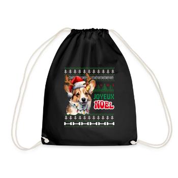 Frohe Weihnachten Humor Hund Corgi Familiengeschenk - Turnbeutel - Schwarz - Vorne