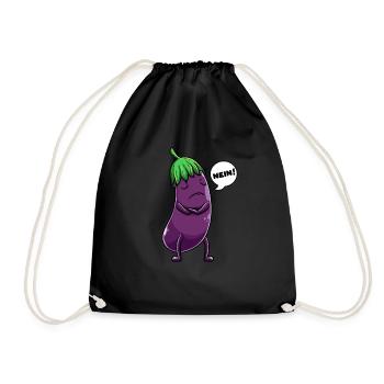 Aubergine Obst Und Gemüse - Turnbeutel - Schwarz - Vorne