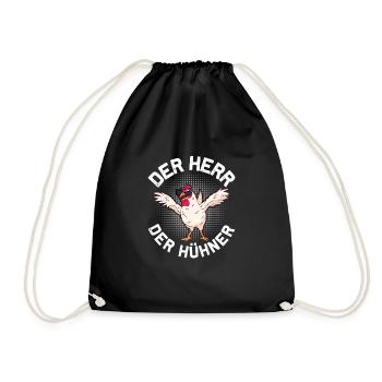 Der Herr der Hühner Bauernhof Huhn Hennen - Turnbeutel - Schwarz - Vorne