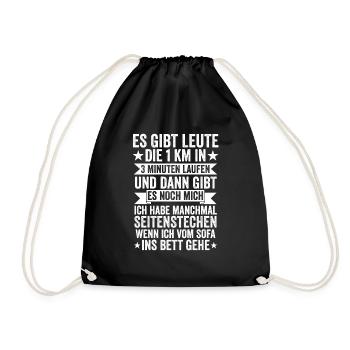 Langschläfer Sportmuffel Morgenmuffel Lustige Sprü - Turnbeutel - Schwarz - Vorne