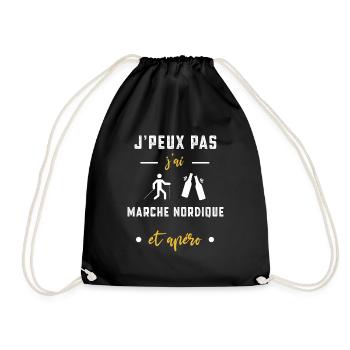 je peux pas j'ai marche nordique apéro humour - Sac de sport léger - noir - Devant
