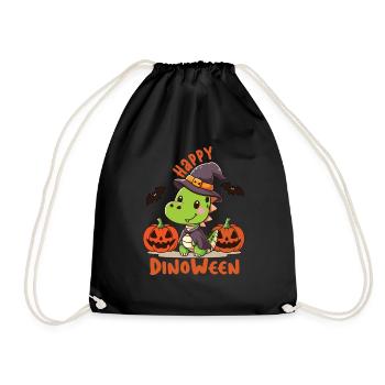 Halloween dinosaur, happy dinoween - Drawstring Bag - black - Front