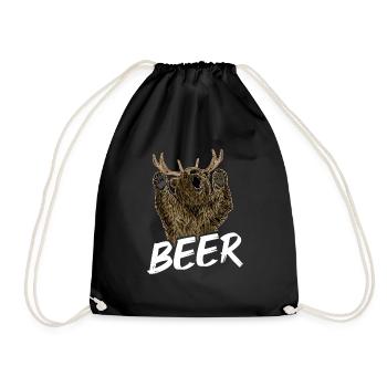 Beer Bear Beer Fans Animal Lovers Nature Arbenteure - Drawstring Bag - black - Front