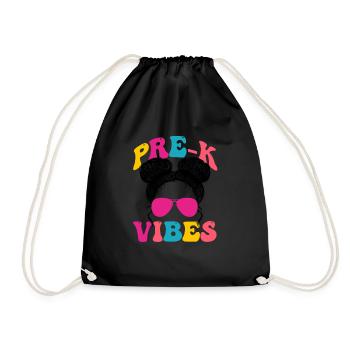 Pre-K Vibes Kindergarten Team Retro 1. Tag - Turnbeutel - Schwarz - Vorne