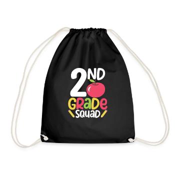 2nd Grade Squad Second Teacher Student Team Back - Drawstring Bag - black - Front