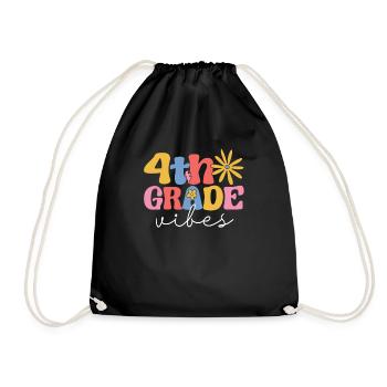 4th Grade Vibes Fourth 100 Days of School Teacher - Drawstring Bag - black - Front