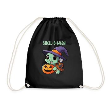halloween turtle, shell-o-ween - Drawstring Bag - black - Front