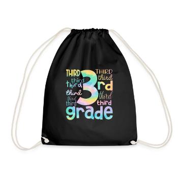 Tie Dye 3rd Grade Third Typography Team Students - Drawstring Bag - black - Front