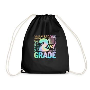 Tie Dye 2nd Grade Second Typography Team Student - Drawstring Bag - black - Front