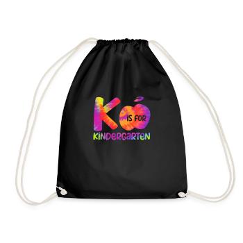 K is for Kindergarten Teacher Tie Dye 100. - Drawstring Bag - black - Front