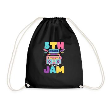 5th Grade Is My Jam Fifth 100 Days Of School Teaching - Drawstring Bag - black - Front
