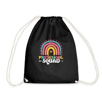 Preschool Squad Teacher Student Funny 100th Day of - Drawstring Bag - black - Front