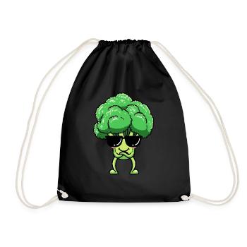 Brokkoli Emoticon Veganer Gemüse Vegetarier - Turnbeutel - Schwarz - Vorne
