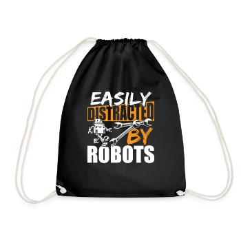 Easily Distracted By Robots Robotics Lover Droid B - Drawstring Bag - black - Front