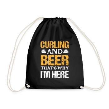 Curling And Beer That's Why I'm Here Broom Curler - Turnbeutel - Schwarz - Vorne