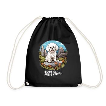 Hund Bichon Friesé - Turnbeutel - Schwarz - Vorne