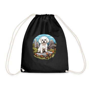 Hund Bichon Friesé - Turnbeutel - Schwarz - Vorne