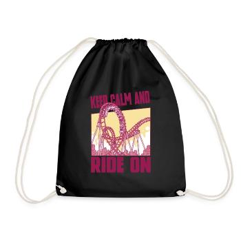 Roller Coaster Amusement Park Roller Coaster Ride - Drawstring Bag - black - Front