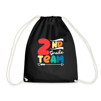 Team of the 2nd class Second teacher student 100. - Drawstring Bag - black - Front