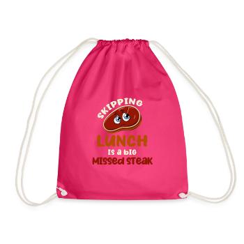 Skipping lunch is big - Drawstring Bag - fuchsia - Front