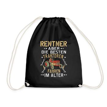 Rentner Geburtstag Traktor Treker Bauer Trecker - Turnbeutel - Schwarz - Vorne