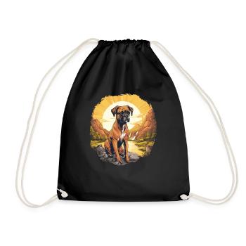 Hund Boxer - Turnbeutel - Schwarz - Vorne