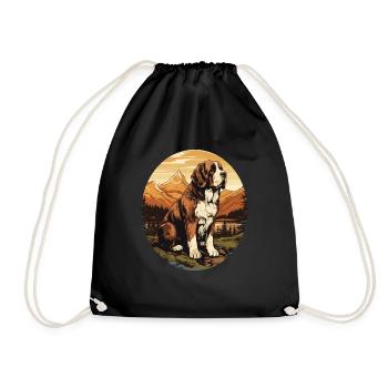 Hund Bernhardiner - Turnbeutel - Schwarz - Vorne
