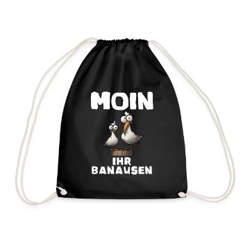 Möwe Geschenk Geschenkidee Spruch Moin Banausen - Turnbeutel - Schwarz - Vorne