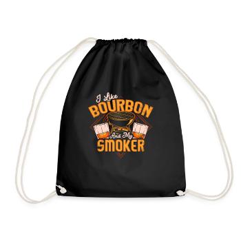 I Like My Bourbon And My Smoker And Maybe 3 People - Drawstring Bag - black - Front