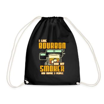 I Like My Bourbon And My Smoker And Maybe 3 People - Drawstring Bag - black - Front