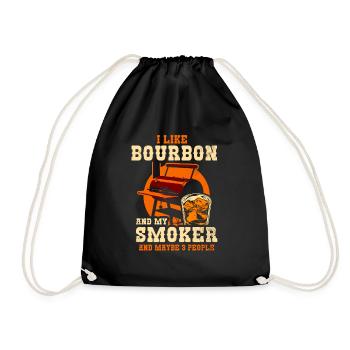 I Like My Bourbon And My Smoker And Maybe 3 People - Drawstring Bag - black - Front