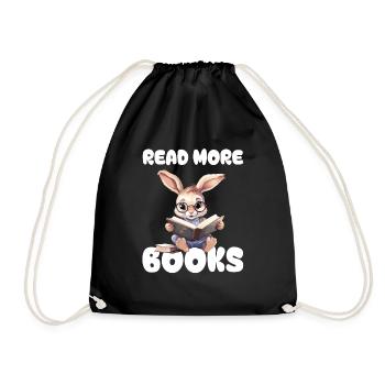Rabbit reads books and loves novels and stories - Drawstring Bag - black - Front