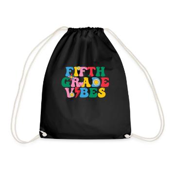 Fifth Grade Vibes Fifth Grade Team Retro 100 - Drawstring Bag - black - Front