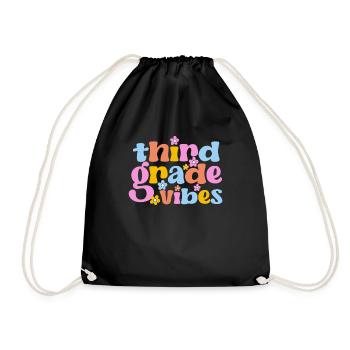 Third Grade Vibes Third Grade Team Retro 100 - Drawstring Bag - black - Front