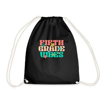 Fifth Grade Vibes Fifth Grade Team Retro 100 - Drawstring Bag - black - Front
