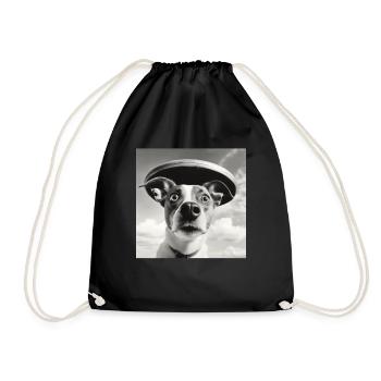 Selfie UFO Dog Funny Alien Ufo Dog Lover - Drawstring Bag - black - Front