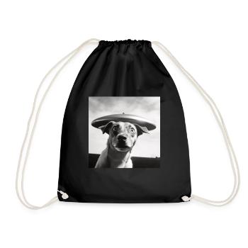 Selfie UFO Dog Funny Alien Ufo Dog Lover - Drawstring Bag - black - Front