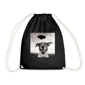 Selfie UFO Dog Funny Alien Ufo Dog Lover - Drawstring Bag - black - Front