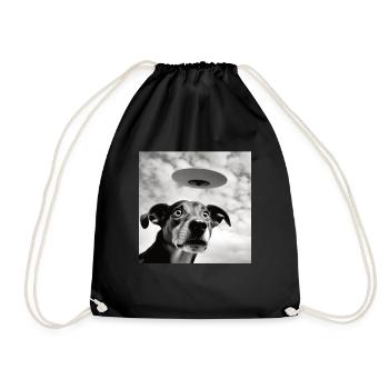 Selfie UFO Dog Funny Alien Ufo Dog Lover - Drawstring Bag - black - Front